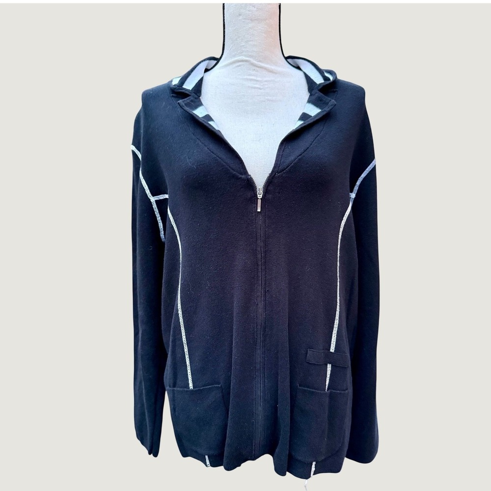 Zenergy by Chico's Navy Blue Contrast Stitch Zip Up Size 3 XL